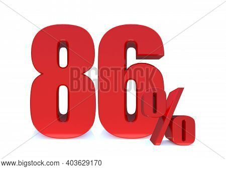 86 Percent Off 3d Sign On White Background, Special Offer 86% Discount Tag, Sale Up To 86 Percent Of