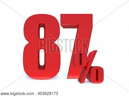 87 Percent Off 3d Sign On White Background, Special Offer 87% Discount Tag, Sale Up To 87 Percent Of