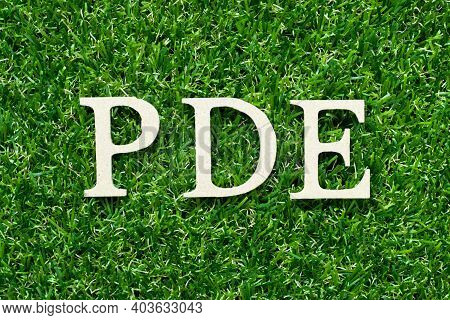Wood Alphabet Letter In Word Pde (abbreviation Of Permitted Daily Exposure, Partial Differential Equ