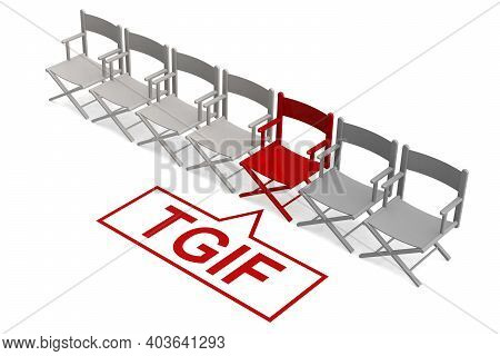 Tgif Concept With Row Of Chairs, 3d Rendering