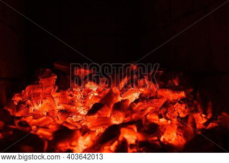 Live Coals In The Stove. Home Heat Concept