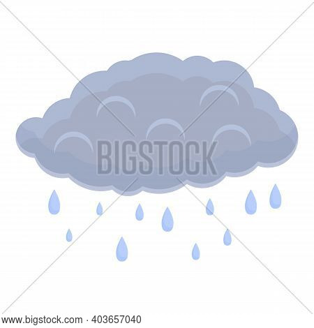 Rain Drops Cloud Icon. Cartoon Of Rain Drops Cloud Vector Icon For Web Design Isolated On White Back