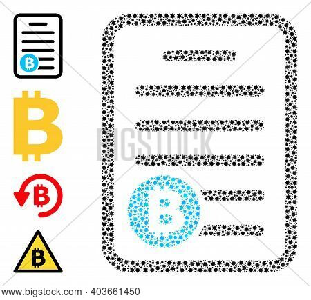 Vector Bitcoin Pricelist Icon Covid-2019 Mosaic. Bitcoin Pricelist Mosaic Is Designed With Tiny Covi