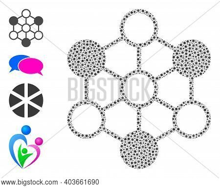 Vector Blockchain Icon Covid Mosaic. Blockchain Mosaic Is Done From Little Coronavirus Virulent Elem
