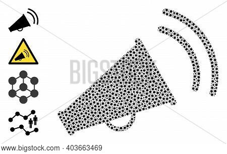 Vector Marketing Horn Icon Coronavirus Mosaic. Marketing Horn Mosaic Is Done Of Small Coronavirus Vi