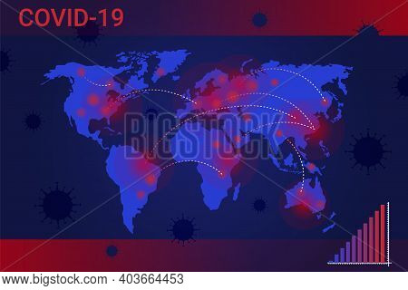 Coronavirus World Map Illustration. Red Foci Infection