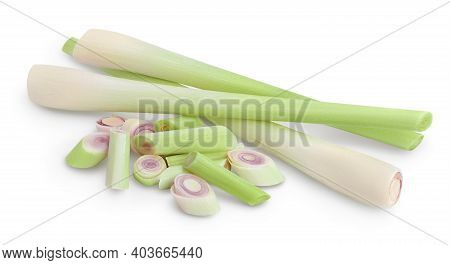 Fresh Lemongrass Isolated On White Background With Clipping Path And Full Depth Of Field