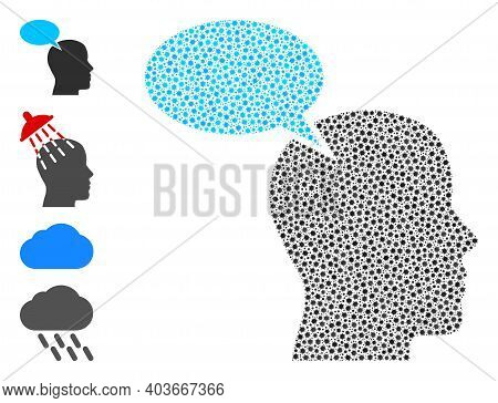 Vector Imagination Cloud Icon Covid Mosaic. Imagination Cloud Mosaic Is Constructed Of Little Covid 