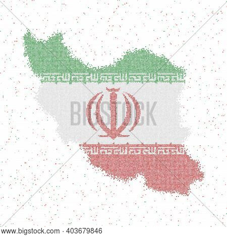 Map Of Iran. Mosaic Style Map With Flag Of Iran. Vector Illustration.