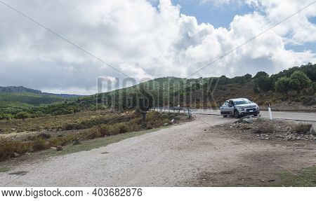 Ogliastra, Sardinia, Italy, September 11, 2020: Citroen C3 Cactus With Open Door Standing At Road In