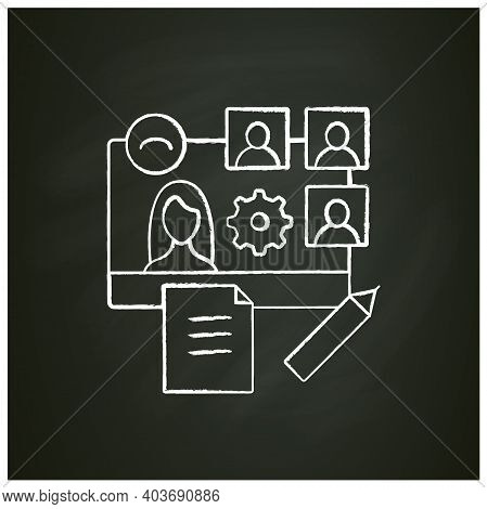 Online Workflow Chalk Icon. Work Meeting Together Concept. Corporative Streaming Website. Live Strea