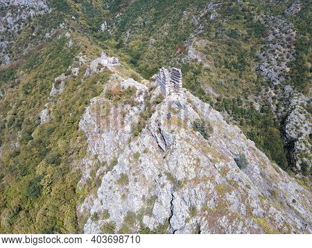 Aerial View Of Ruins Of Anevsko Kale Fortress Near Town Of Sopot, Plovdiv Region, Bulgaria