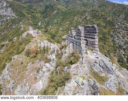 Aerial View Of Ruins Of Anevsko Kale Fortress Near Town Of Sopot, Plovdiv Region, Bulgaria