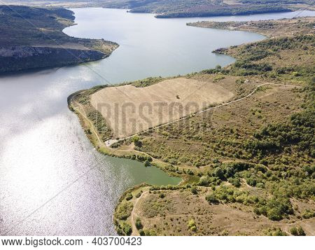 Amazing Aerial View Of Pchelina Reservoir, Pernik Region, Bulgaria
