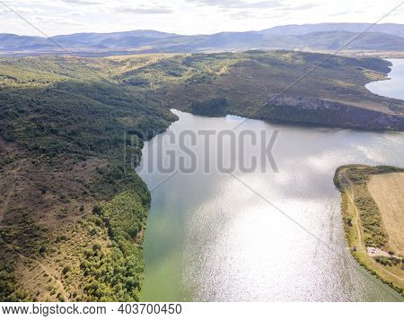 Amazing Aerial View Of Pchelina Reservoir, Pernik Region, Bulgaria
