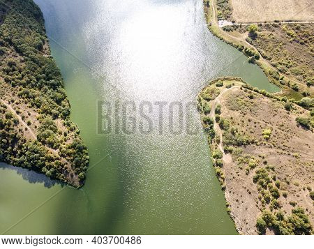 Amazing Aerial View Of Pchelina Reservoir, Pernik Region, Bulgaria