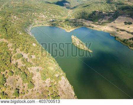 Amazing Aerial View Of Pchelina Reservoir, Pernik Region, Bulgaria