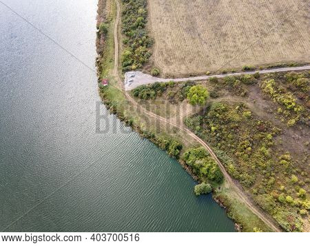 Amazing Aerial View Of Pchelina Reservoir, Pernik Region, Bulgaria