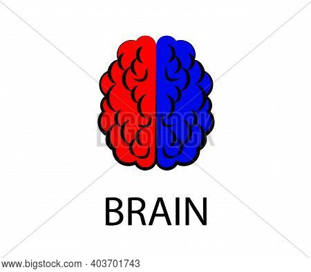 Hemispheres Of The Human Brain On A White Background. Symbol. Vector Illustration.