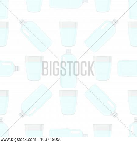 Illustration On Theme Set Identical Types Plastic Bottles For Drinking Water. Water Pattern Consisti