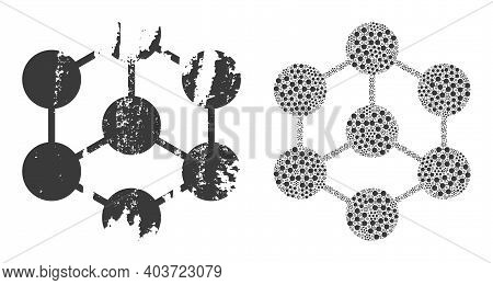 Vector Blockchain Nodes Collage Is Organized From Scattered Fractal Blockchain Nodes Icons. Textured