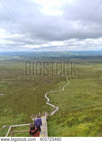Stairway to Heaven Fermanagh Northern Ireland. Cloudy say with a beautiful background.