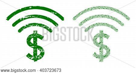 Vector Dollar Emission Fractal Is Composed With Scattered Itself Dollar Emission Icons. Scratched Do