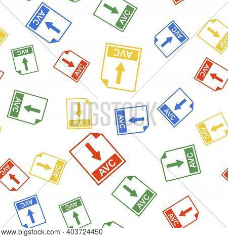 Color Avc File Document Icon. Download Avc Button Icon Isolated Seamless Pattern On White Background