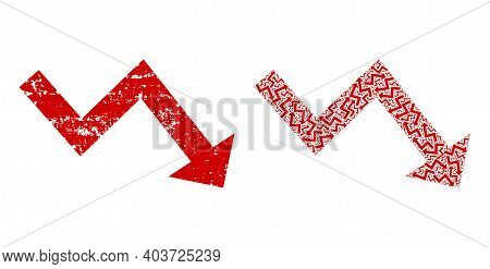 Vector Recession Arrow Mosaic Is Done From Random Recursive Recession Arrow Icons. Grunge Recession 