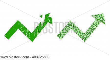 Vector Trend Up Arrow Fractal Is Formed With Random Recursive Trend Up Arrow Items. Scratched Trend 