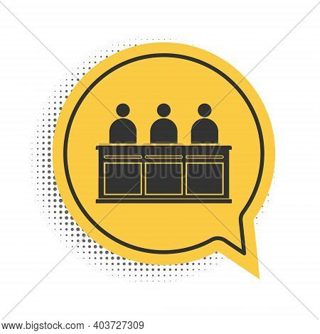 Black Jurors Icon Isolated On White Background. Yellow Speech Bubble Symbol. Vector