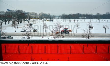 Warsaw, Poland. 17 January 2021. Warszawa Stadion Is A Railway Station, Located In The District Of P