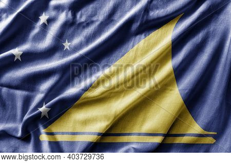 Waving Detailed National Country Flag Of Tokelau