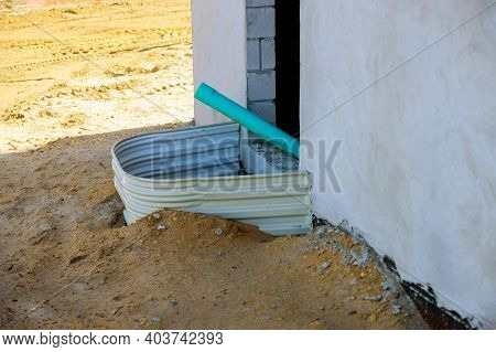 Residential On A New Home Installation Window Well For Basement Construction