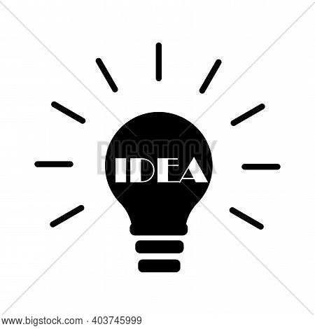 Black Light Bulb Idea. Light Bulb Line Icon. Solution, Idea Icon Symbol Vector Graphic. Stock Image.