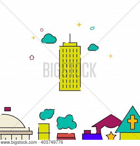 Skyscraper, High-riser Filled Line Vector Icon, Simple Illustration, Building, House Related Bottom 