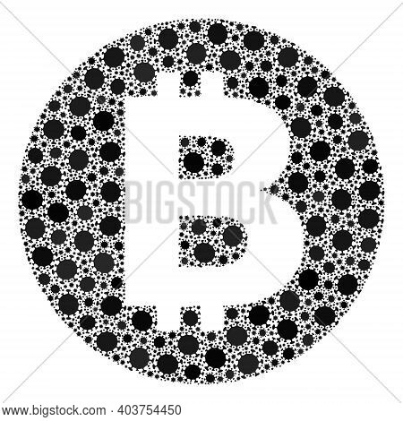 Vector Bitcoin Covid-2019 Mosaic Icon Constructed For Hospital Applications. Bitcoin Mosaic Is Const