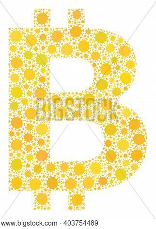 Vector Bitcoin Symbol Covid Mosaic Icon Organized For Pandemic Illustrations. Bitcoin Symbol Mosaic 