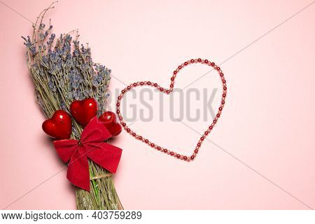 Mockup For Text. Valentines Day. Love Concept. Pink Background. Style.