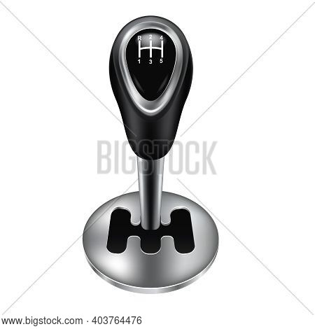 Realistic Detailed 3d Gearshift Lever Isolated On A White Background Mechanic Car Transmission. Vect