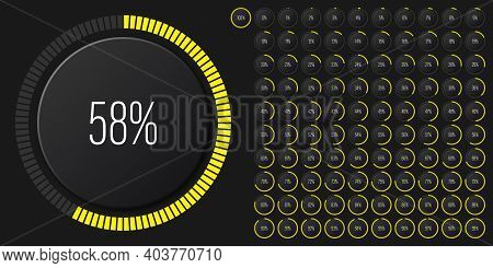 Set Of Circle Percentage Diagrams Meters From 0 To 100 Ready-to-use For Web Design, User Interface U