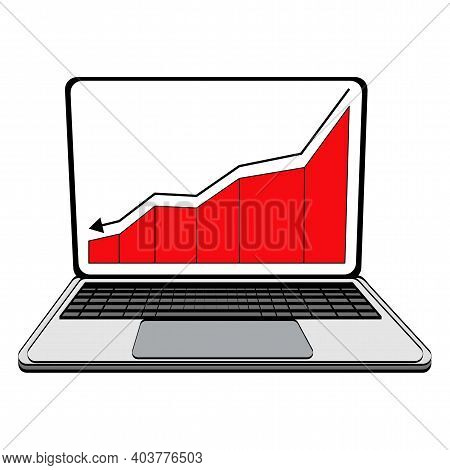 Computer Screen, Laptop, Tablet Pc, With Financial Charts And Graphs