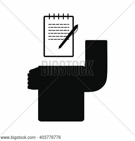 Waiter Take Oder Icon. Black Glyph Design. Vector Illustration.