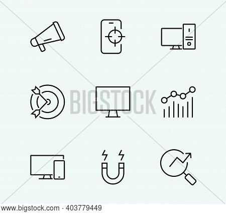 Marketing Icons Set, Seo, Advertising, Business Icons, Management, Analytics Editable Barcode, Thin