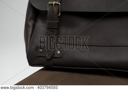 Details Of Brown Mens Shoulder Leather Bag For A Documents And Laptop On A Brown Chair With A White 