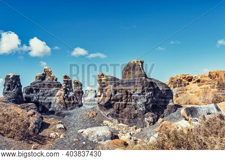 Rofera De Teseguite Known As Stratified City, Eroded Volcanic Rock Formation On Lanzarote, Canary Is