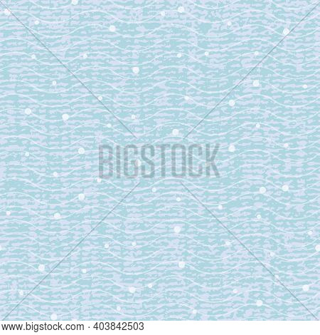 Abstract Textured Wave Pattern With Dot. Seamless Vector Repeat Background. Blue Design With Iregula