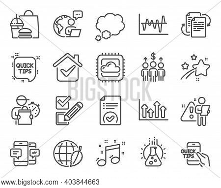 Education Icons Set. Included Icon As Checkbox, Quick Tips, Chemistry Lab Signs. Meeting, Talk Bubbl
