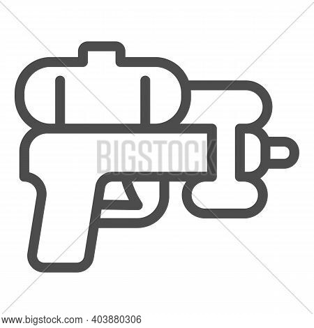 Water Plastic Gun Line Icon, Waterpark Concept, Water Gun Sign On White Background, Gun Toy Icon In 