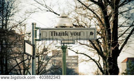 Street Sign The Direction Way To Thank You